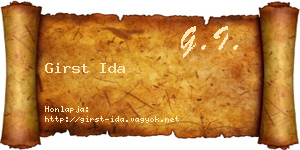 Girst Ida névjegykártya